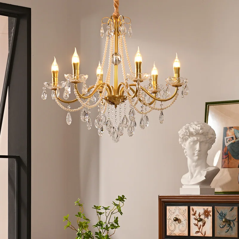 

Американская хрустальная люстра для гостиной в стиле ретро железная художественная Золотая Европейская декоративная люстра для столовой кухни Спальни Дизайнерская люстра