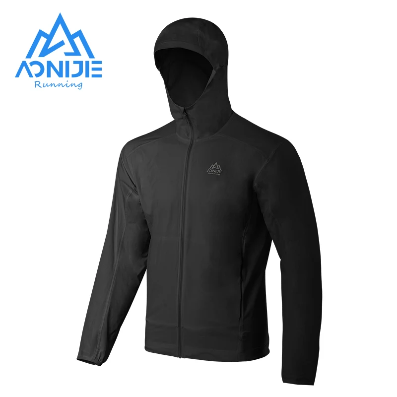 AONIJIE Man Fale Waterproof Sports Thin Hooded Jacket Windbreak Short Coat With Pocket For Running Gym Hiking FM5131