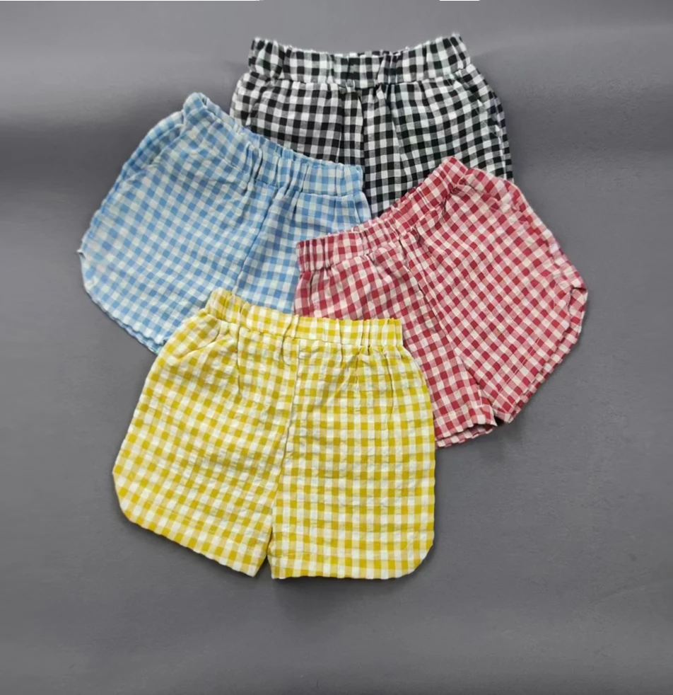 

Children's Shorts 2023 Summer New Girls' Fashion Checker Split Girls' Boys' Shorts Beach Hot Pants