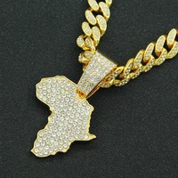 hip hop rock iced out cubana chains bling diamond map rhinestone pendants mens necklaces gold club charm jewelry for male choker