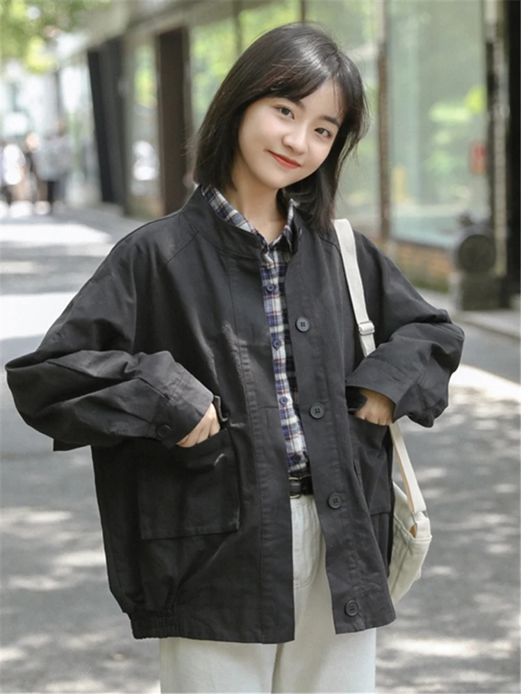 

Spring And Autumn 2022 New Retro Hong Kong Style Work Coat Women's Loose Korean BF Style Versatile Student Top Ins Fashion
