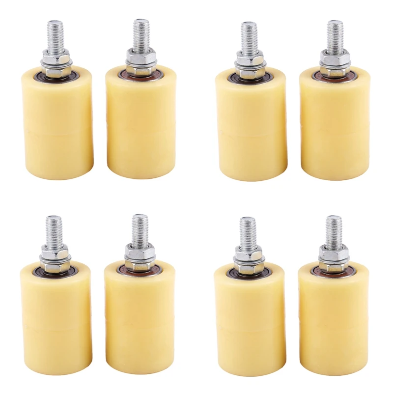 

8PCS 50X70mm PP Steel Flat Roller Bearing Guiding Wheel 6201 M12 Screw For Electric Door Sliding Gate