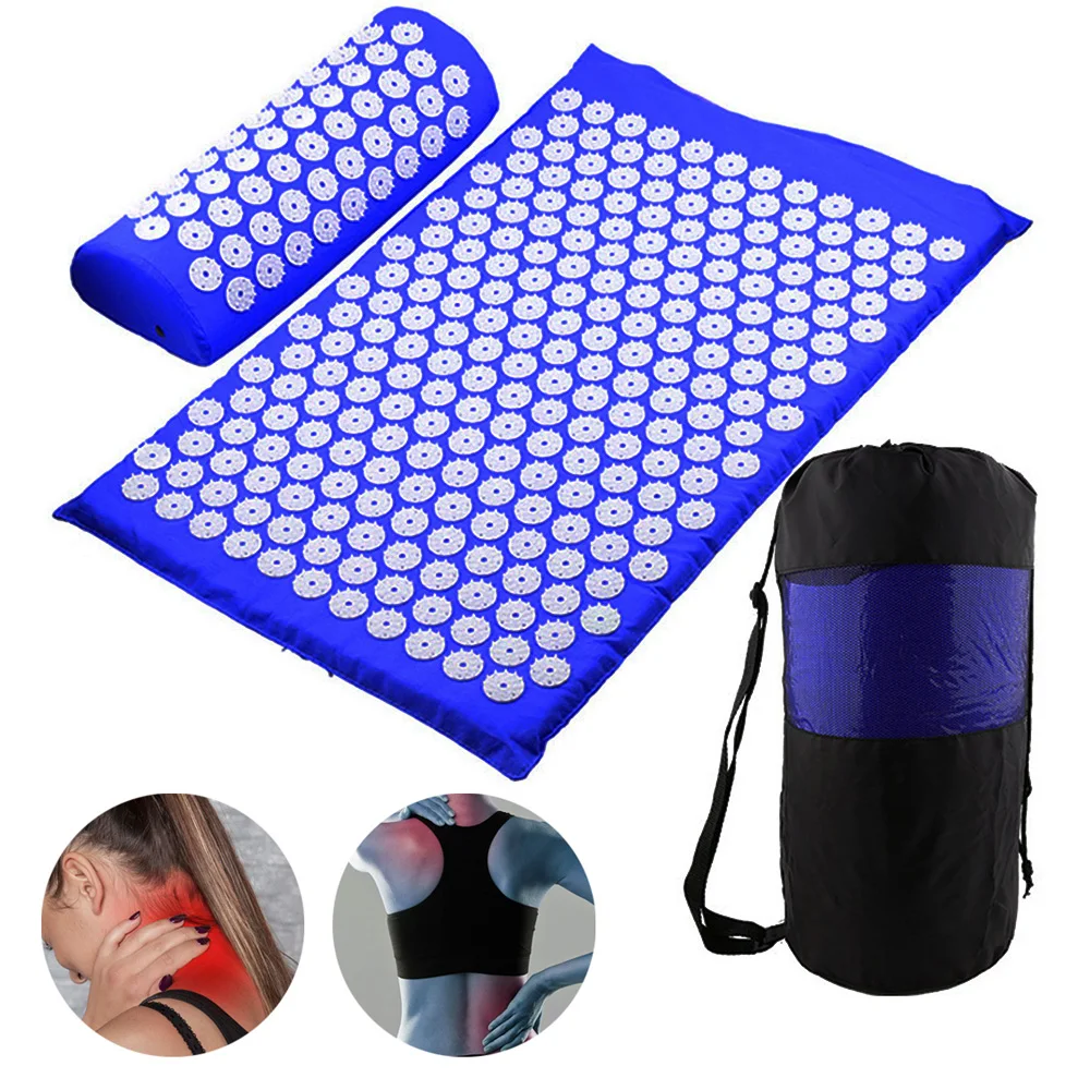 

65x40cmMassager Cushion Massage Yoga Mat Acupressure Relieve Pain Stress Back Body Pain Spike Mat Acupuncture Mat and Pillow Set