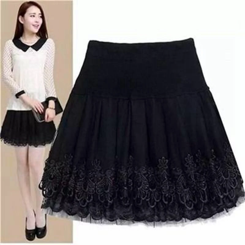 2022 New Boutique High Waist and Thin Women's Pompous Lace Short Skirt Elastic A-line Skirt Girl