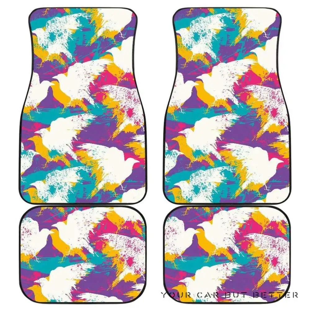 

Colorful Crow Illustration Pattern Front And Back Car Mats 045109