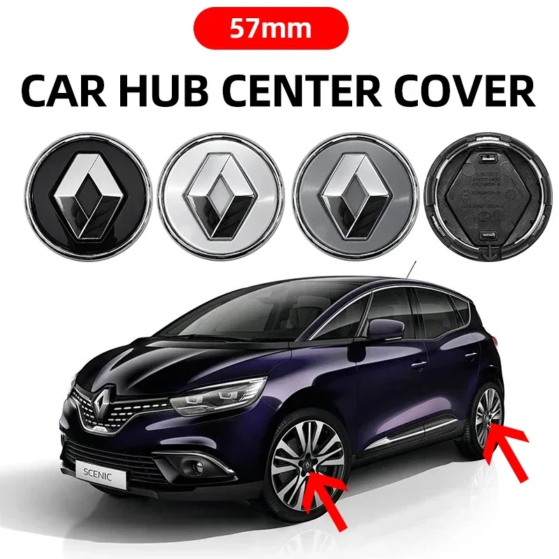 Фото Для Renault Megane 2 3 Clio 4 Trafic Captur Emblems Kangoo Zoe RS 4 шт. 57 мм, эмблемы на центральную крышку колеса, логотип на ступице, накладки на диски. №1