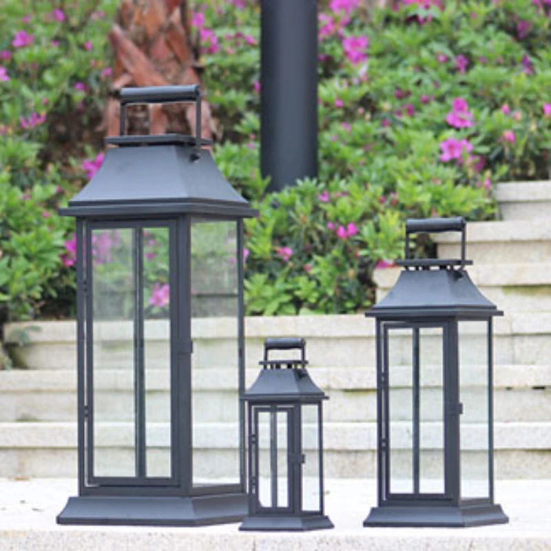 

Chinese Simple Candle Holder Retro Windproof Wrought Iron Candle Holder Home Decoration Accessories Bougeoir Wedding Decoration