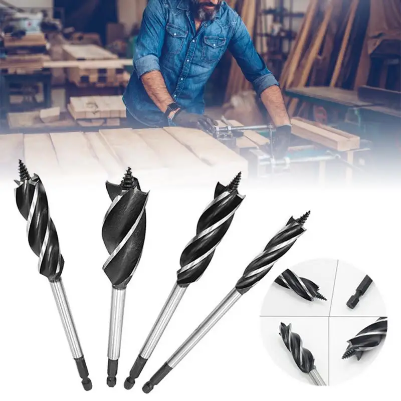 

2020 Wood Cut Drill Bit 4 Slots 4 Edges Blades Twist Auger Carpenter Joiner Tools High Speed Steel Wood Hole Cutter Cone Drill