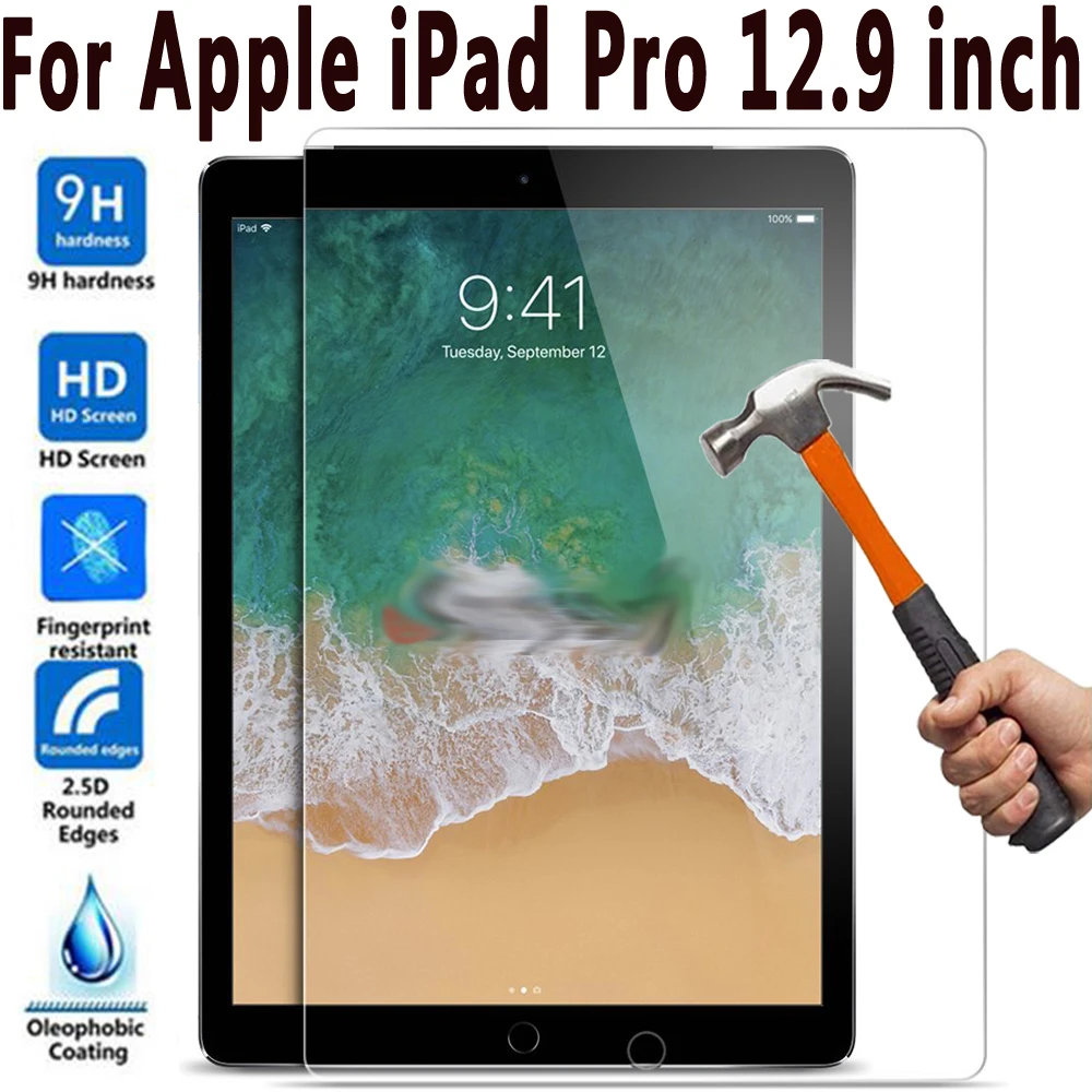 

RYWER 2PCS 9H HD Tempered Glass Screen Protector for Apple IPad Pro 12.9 Glass for IPad Pro 12.9 2015 2017 2018 2020 A1670 A1671