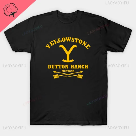Футболка Yellowstone Dutton с ранчо, футболки для ТВ-шоу, крутая ковбойская футболка с графическим принтом в западном стиле, мужские футболки большого размера