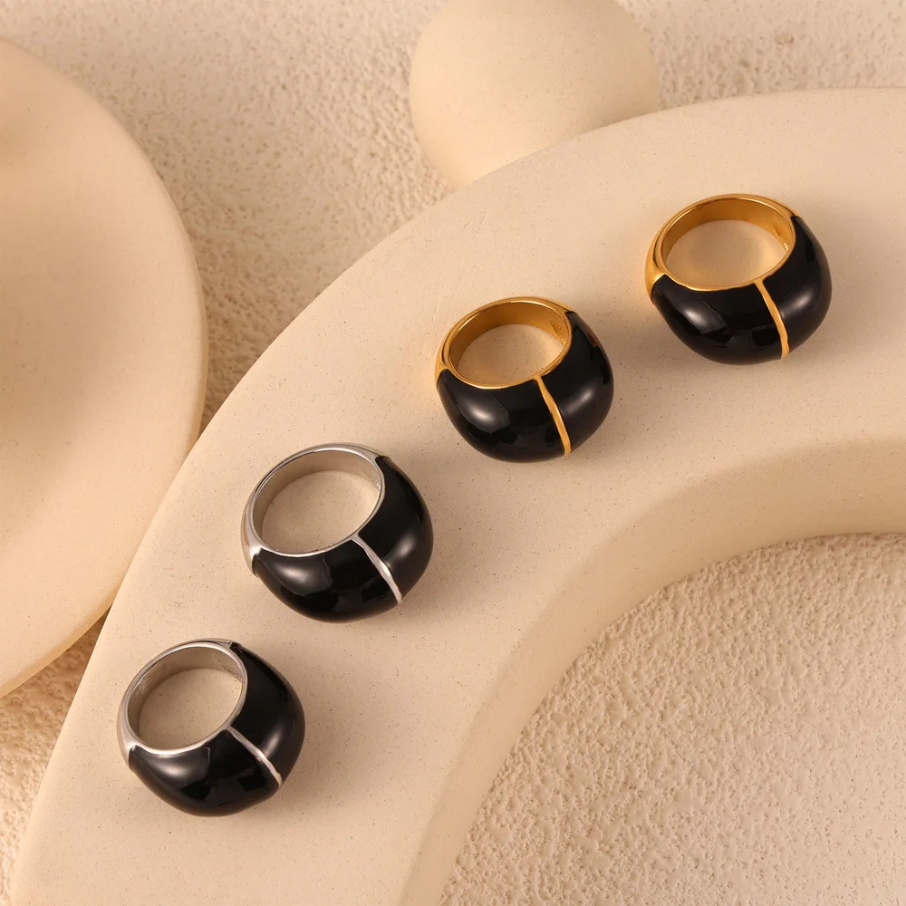 Женское кольцо в готическом стиле из нержавеющей стали черного и красного цвета