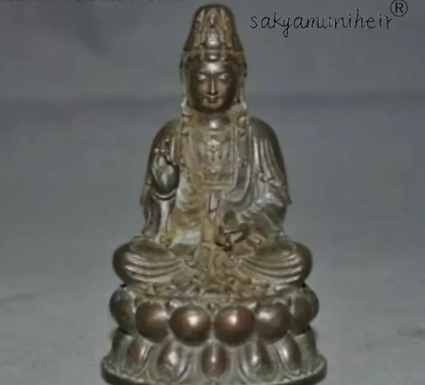 Старинный китайский буддизм бронзовая статуя Будды Бодхисаттвы Гуаньинь