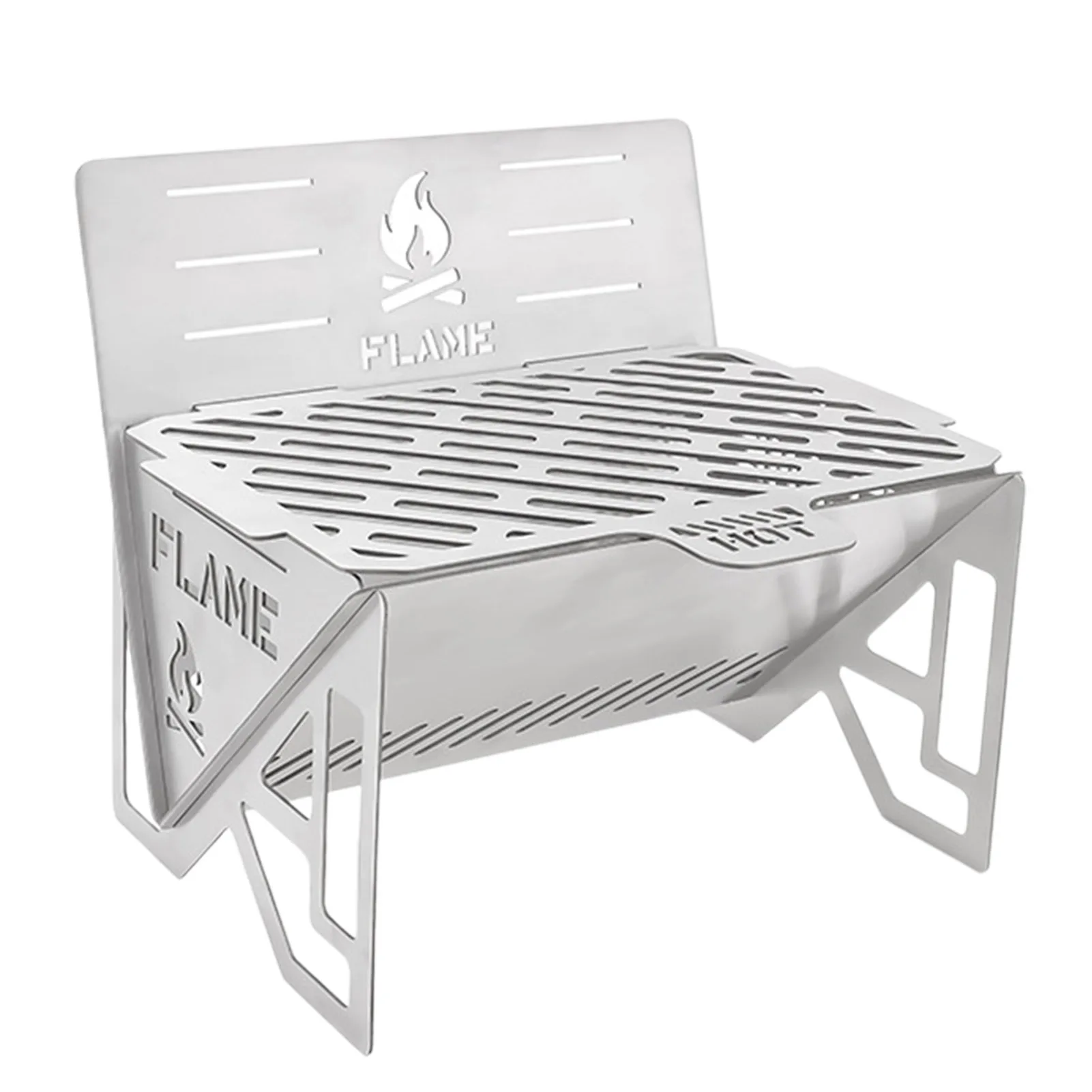 

Folding Camping Grill Portable Stainless Steel Wood Burning Stove Detachable Charcoal Wood Grill For Picnic Cooking With Handbag