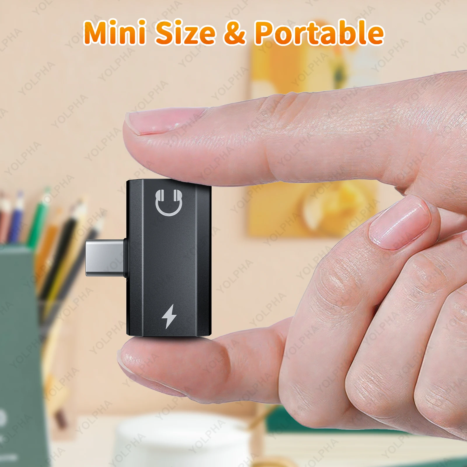 Фото Конвертер 2 в 1 USB C в Type-C для зарядки мобильного телефона/разветвитель для наушников Адаптер типа C для Xiaomi Huawei IPhone 15 IPhone 16 №3