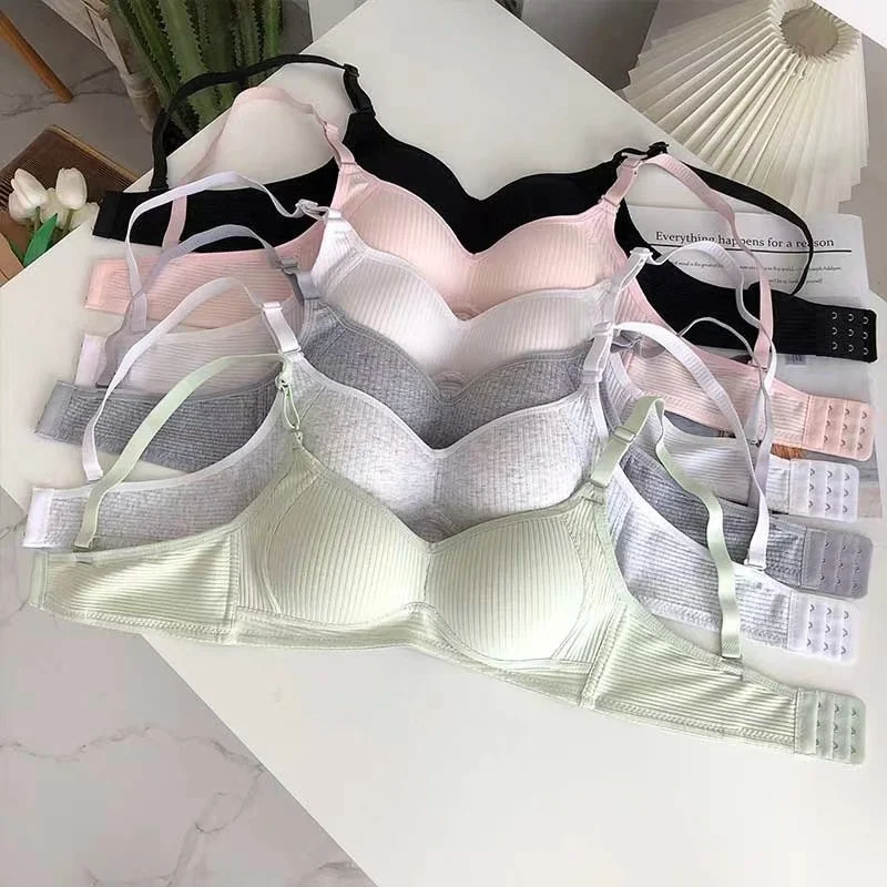 

No Wired Bra Wireless Thin Small Chest Gathered Underwear Women Cotton Japanese Style
