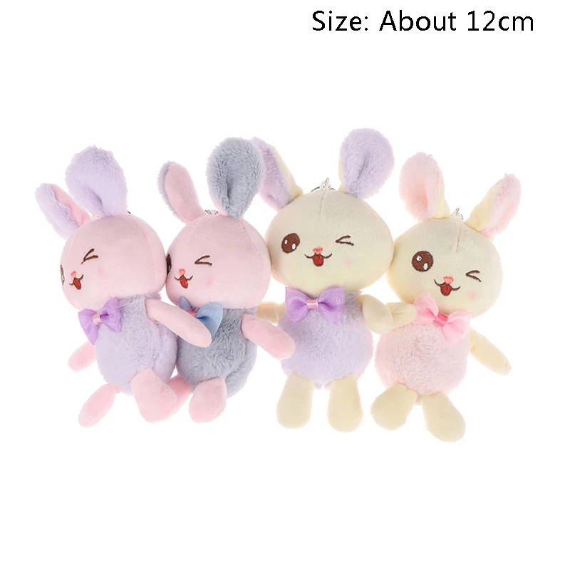 

12Cm Cartoon Cute Bow Tie Bunny Toy Pendant Soft Plush Doll Backpack Doll Christmas Birthday Gift Animal Hanging Ring Toys