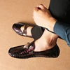 High quality men's leather shoes Loafers red flat shoes, bright skin snake skin bean women's shoes, Moccasins men's shoes 6