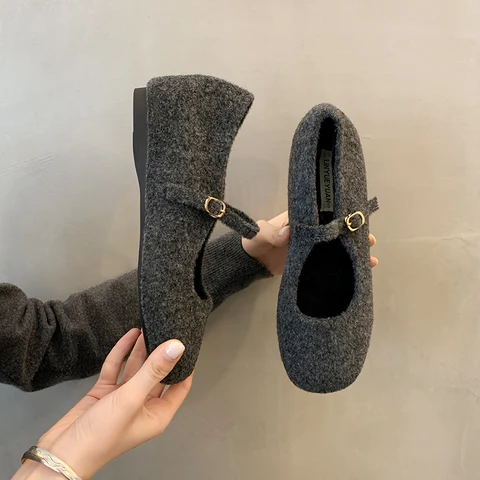 Весенние винтажные женские туфли Мэри Джейн, лаконичные модельные балетки на мягкой подошве, женские удобные туфли на флисовой подкладке