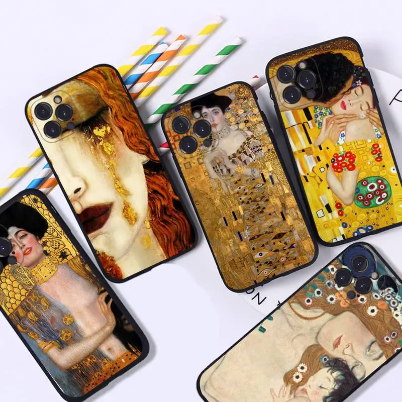 

Kiss by Gustav Klimt Phone Case For iPhone 8 7 6 6S Plus X SE 2020 XR XS 14 11 12 13 Mini Pro Max Mobile Case