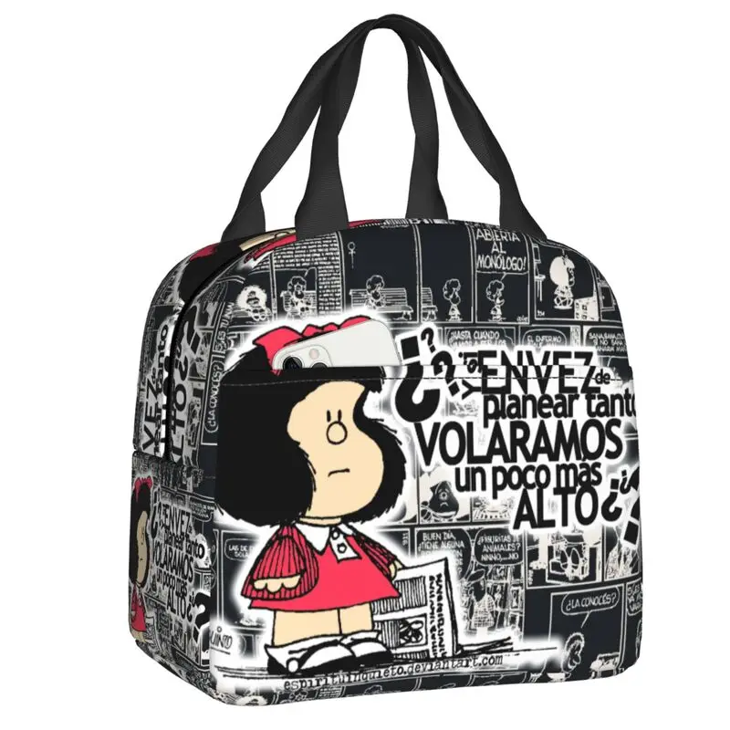 

Mafalda Kawaii Cartoon Insulated Lunch Bags for Outdoor Picnic Anime Comics Portable Cooler Thermal Lunch Box Women Children