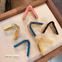 2022 newest fashion v shape hair claw clip for women girl six bright colors simple hair clip with bling silicone hair organizer