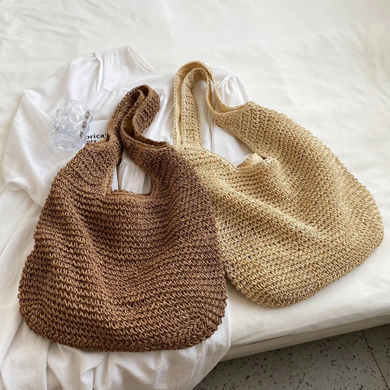 2023 Summer Women's Bag Soft Straw Bag Casual Long Woven Shoulder Bag Popular Light Travel Beach Bag