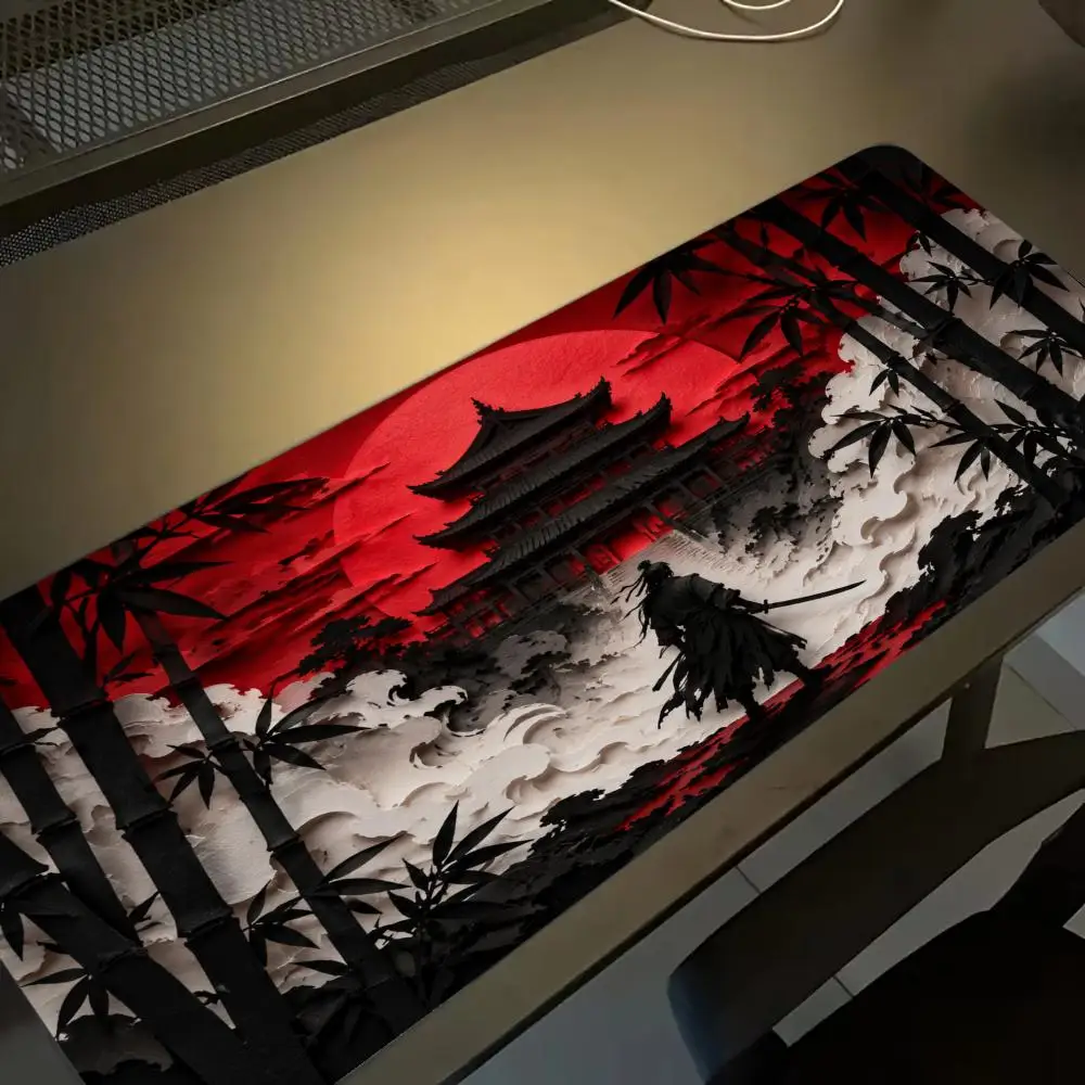 Фото Коврики для мыши Samurai Red Moon, аксессуары для ПК, настольный коврик, коврик для игрового стола, геймерский коврик, декор для игровой комнаты, коврик для мыши №1