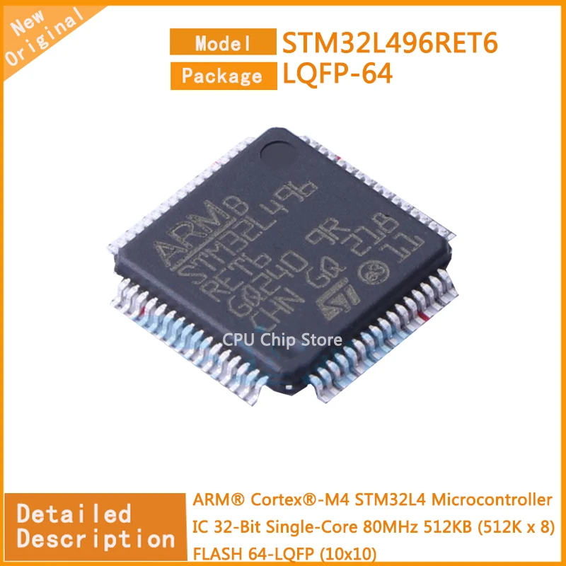 

Микроконтроллер STM32L496RET6 STM32L496, 32-битный одноъядерный процессор, 80 МГц, 512KB (512K x 8), FLASH 64-LQFP, 5 шт./партия