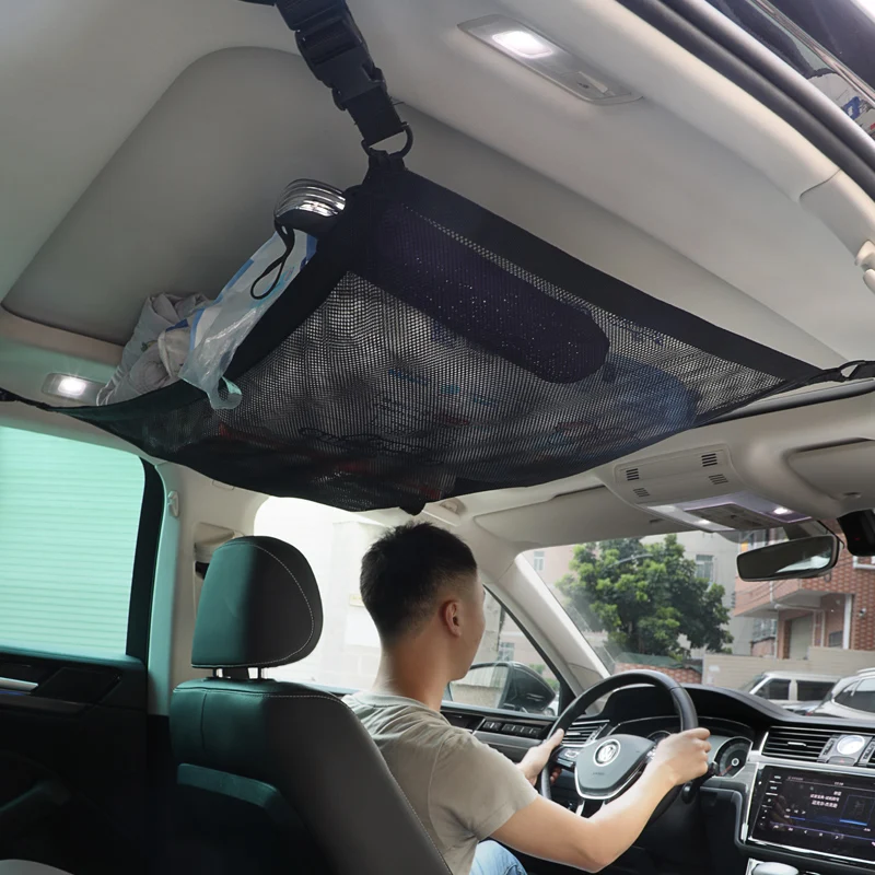 Red de almacenamiento para techo de coche y SUV, bolsa Interior de carga, malla transpirable, accesorios para Interior