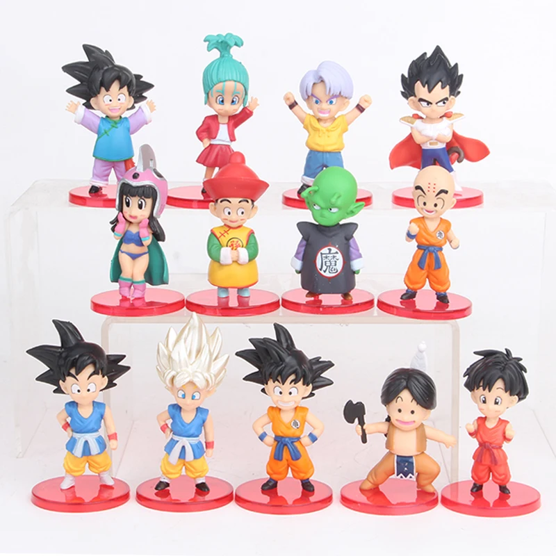 

13pcs/Set Dragon Ball Anime Figure Super Saiyan Son Goku Dende Kulilin ChiChi Q Version Model Figurine PVC Statue Collection Toy