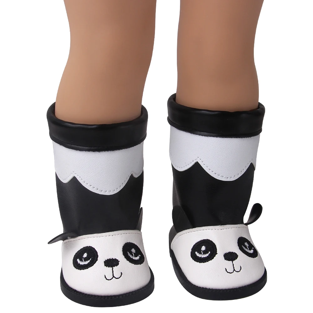 

7cm Doll Shoes Boots Plush Snow Panda For 18 Inch American & 43Cm Baby Reborn Doll Accessories Our Generation Girl's Toy Gift