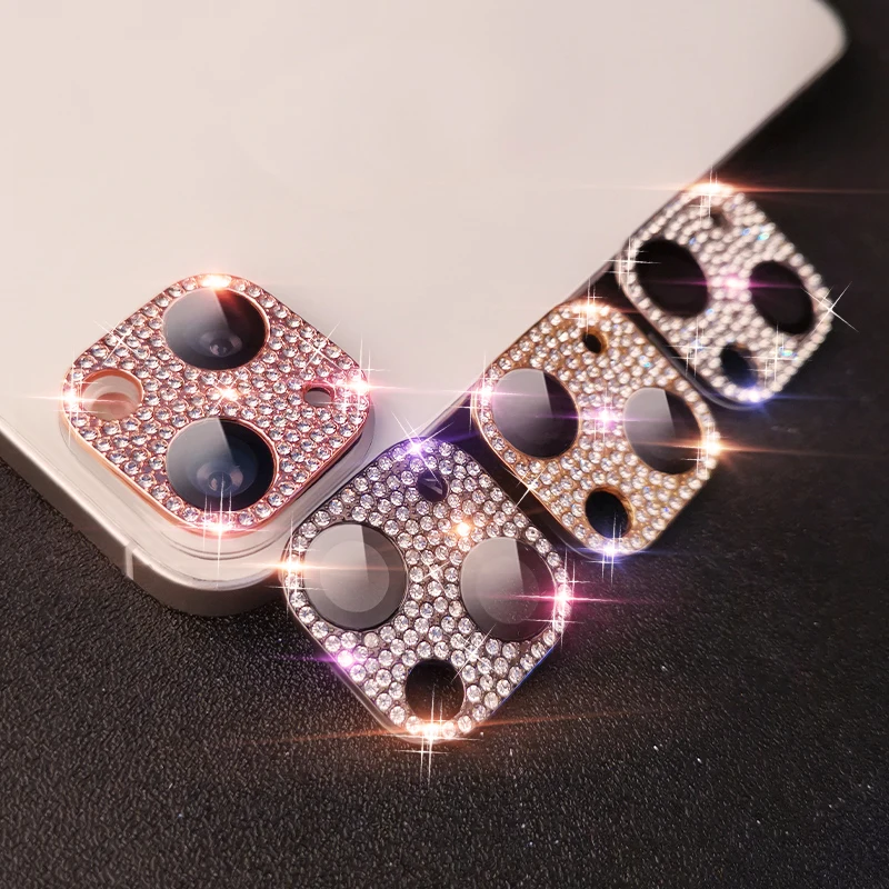 

Camera Lens Protector For IPhone 12 13 Pro Max Diamond Metal Camera Lens Ring Cover For IPhone 12 13 Pro Glass Diamond Lens Film