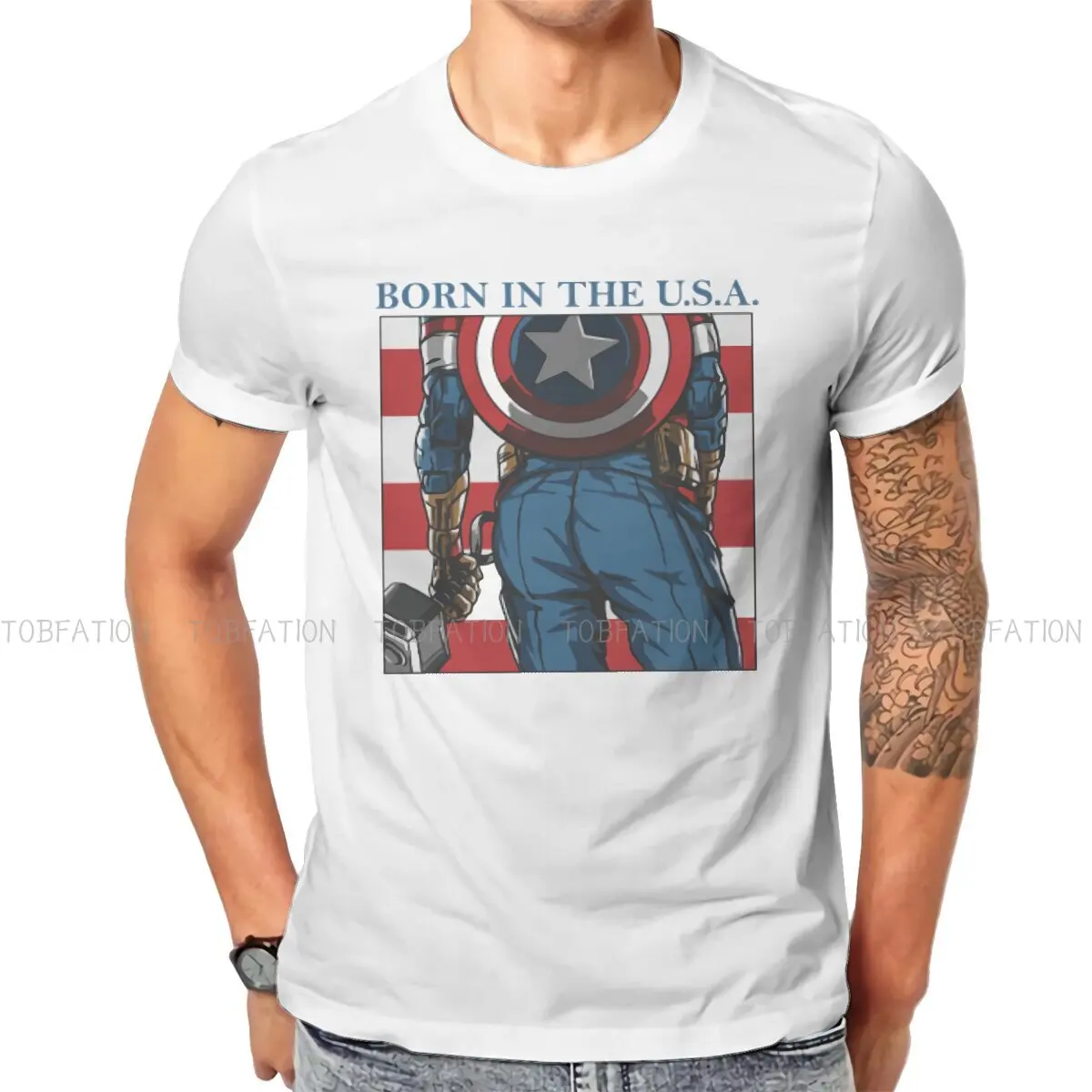 

Born in USA TShirt For Male Disney Captain America Film Clothing Fashion T Shirt Comfortable Print Loose