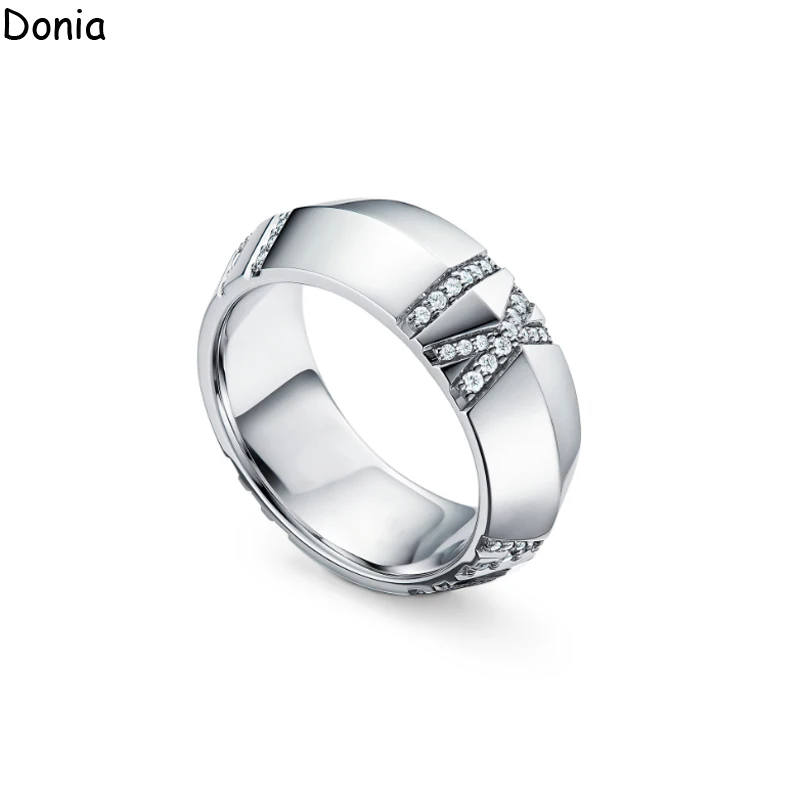 

Donia Jewelry Luxury Roman Digital Titanium Steel Micro-Inlaid AAA Zircon Ring European and American Fashion Accessories