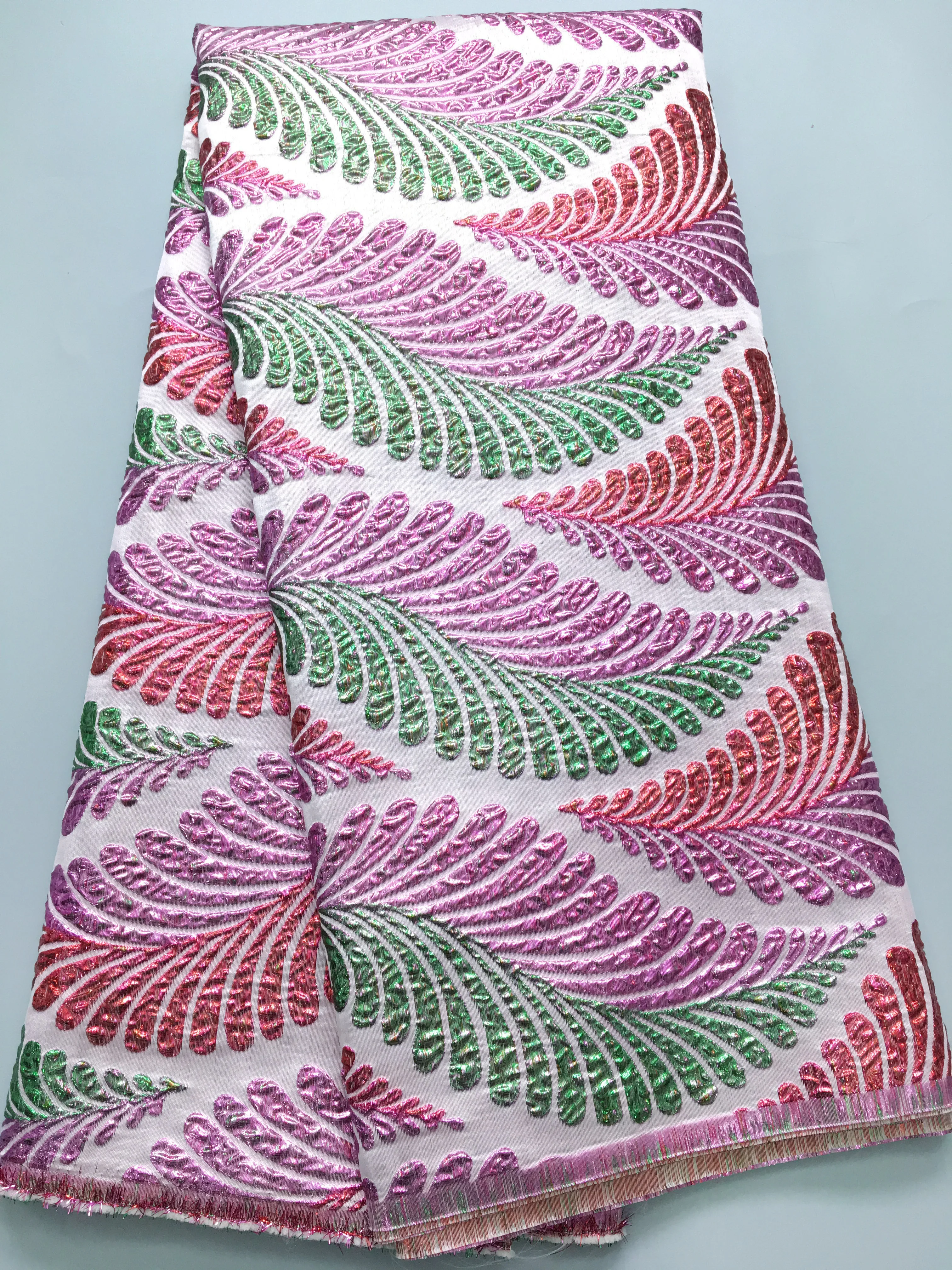 Высококачественная нигерийская жаккардовая парчовая кружевная ткань 2024