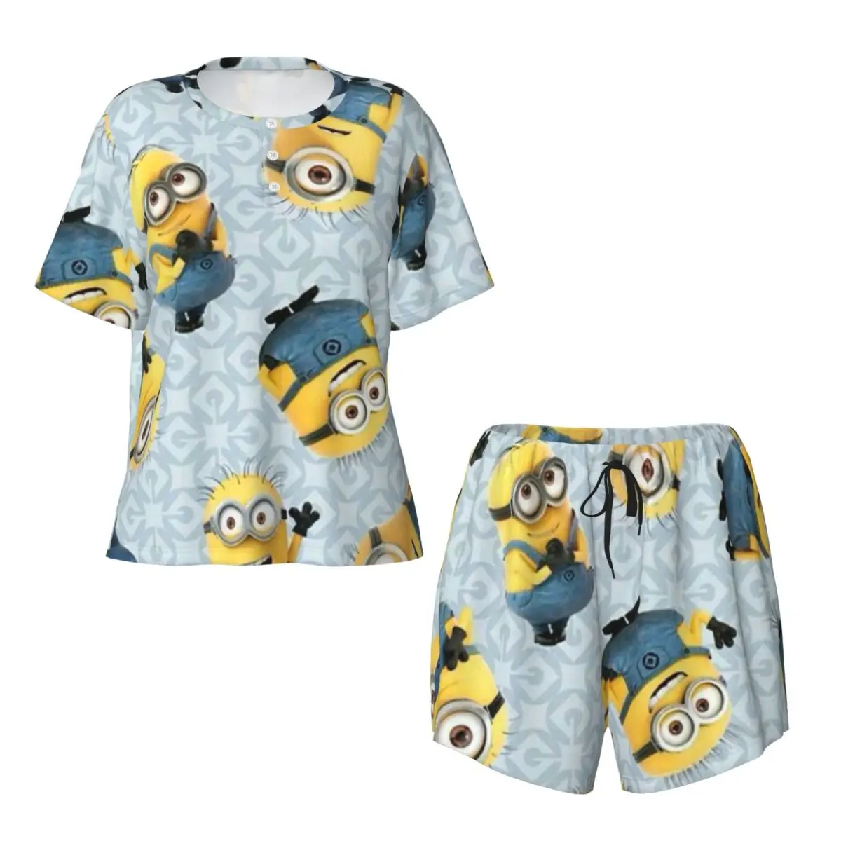 Пижамный комплект с изображением миньонов на заказ женская одежда для сна