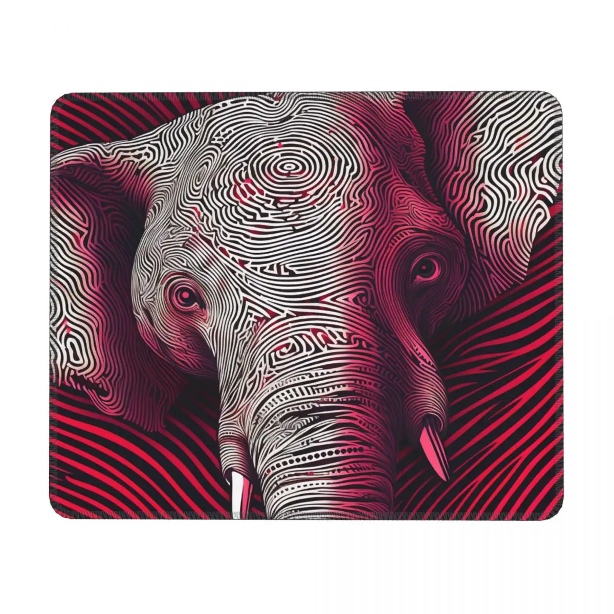 

Elephant Horizontal Print Mouse Pad Portraits Psychedelic Lines Rubber Office Mousepad Non Slip Vintage Quality Mouse Pads