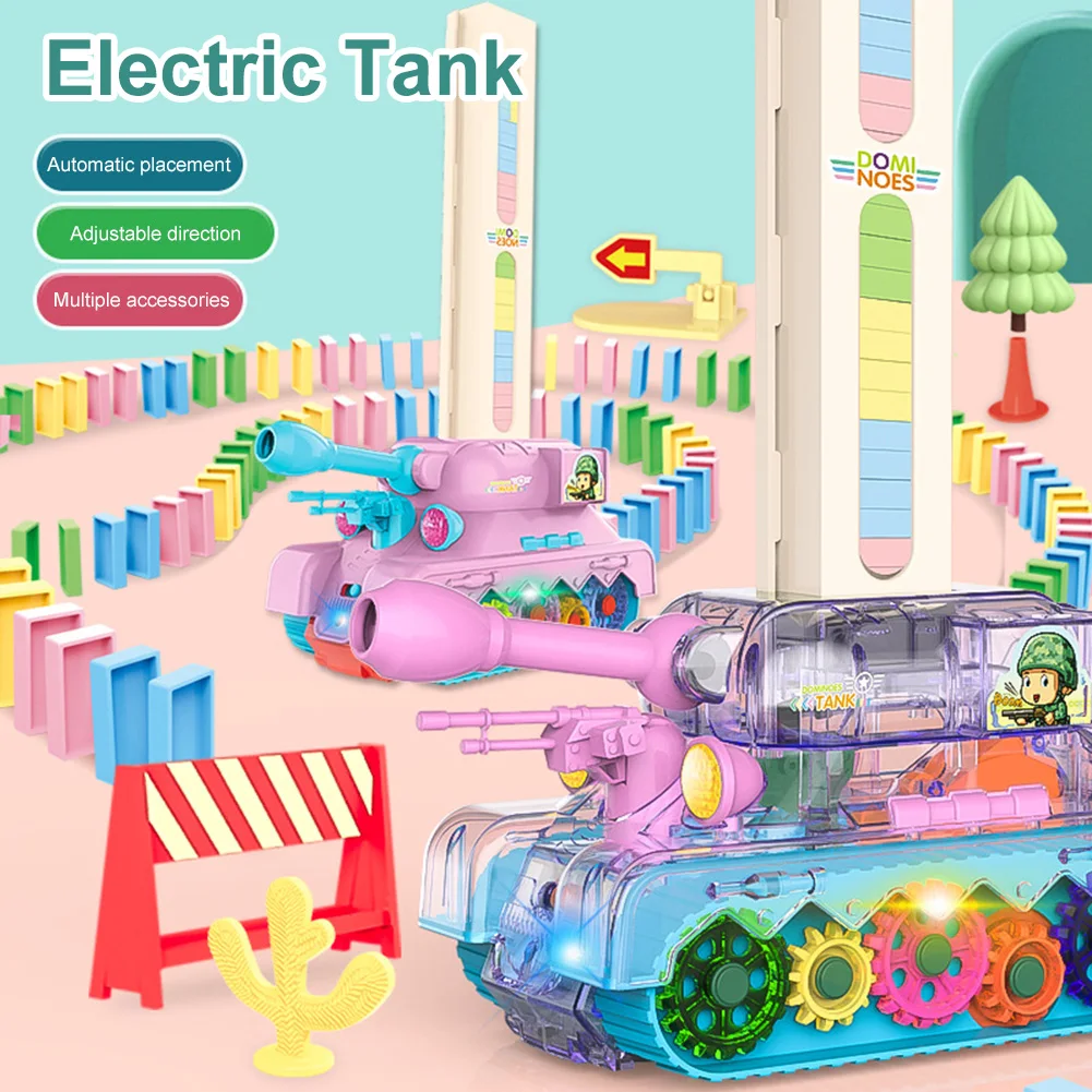 

Automatic Rally Tank Toys with Music Light Blocks Building Toys Early Educational Toys Laying Toy Tank Set Birthday Gifts