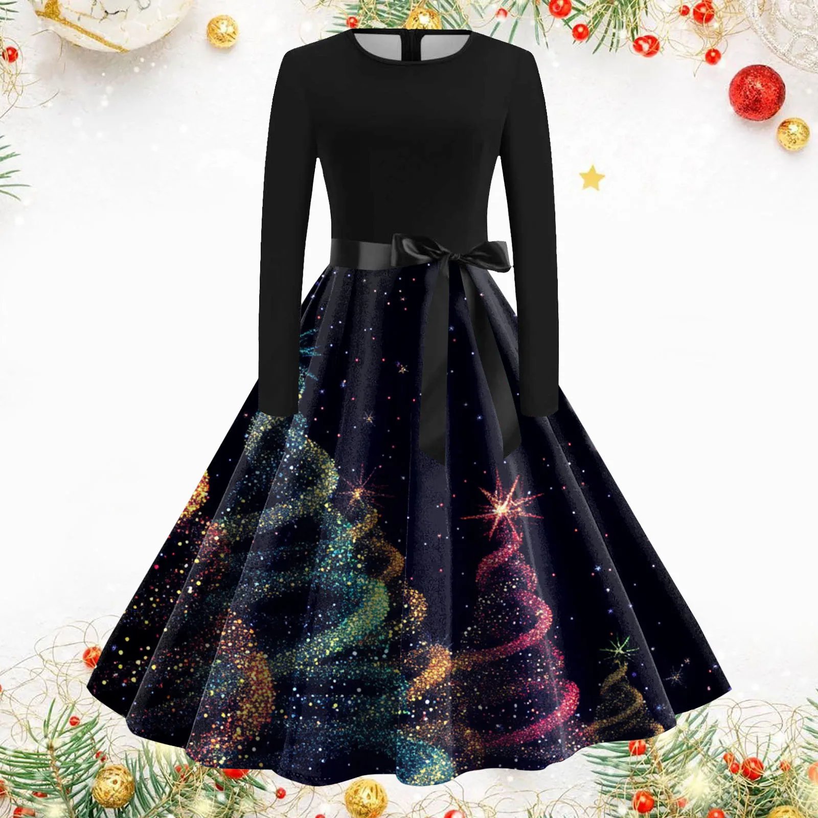 Винтажное рождественское платье для женщин рождественские костюмы зима 2025