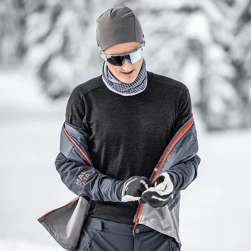 ZEALWOOD Loose Tops 16.5μm Merino Wool Basic Layer Round Collar Women's Long Slevee T-shirt Autum Winter Undershirts Casual