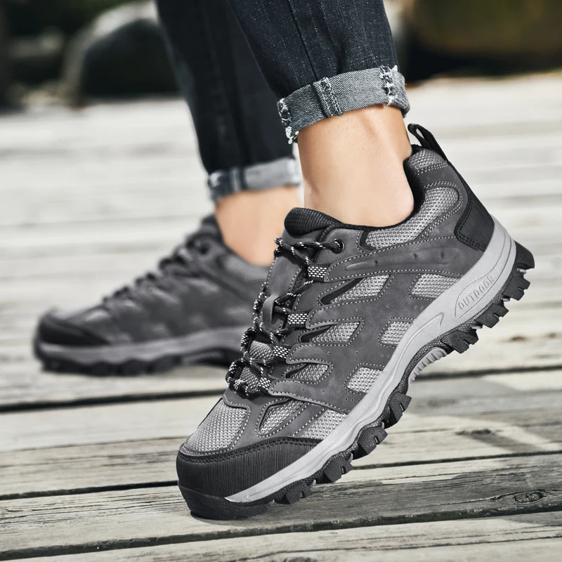 Outdoor Hiking Shoes, Men's Mesh Comfortable Hiking Shoes, Men's Large Outdoor Anti Slip Hiking Shoes, Sizes 39-47