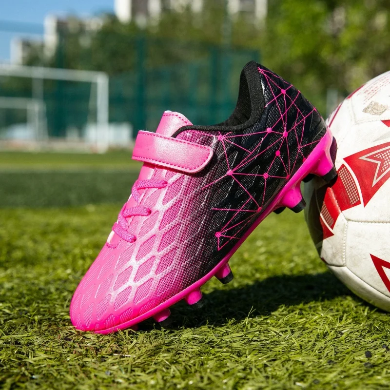 Fashion High-quality FG Kids Football Shoes Breathable Anti-slip Soccer Shoes Boy Girl Comfortable Outdoor Children Sports Shoes