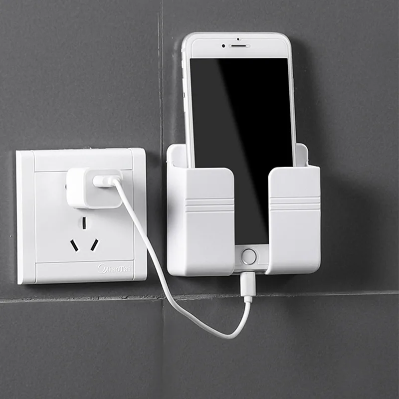 3PC Wall Charger Holder Mobile Phone Hanging Stand Mount Bracket Multifunctional Hanger Shelf Home Storage Organization Tools |