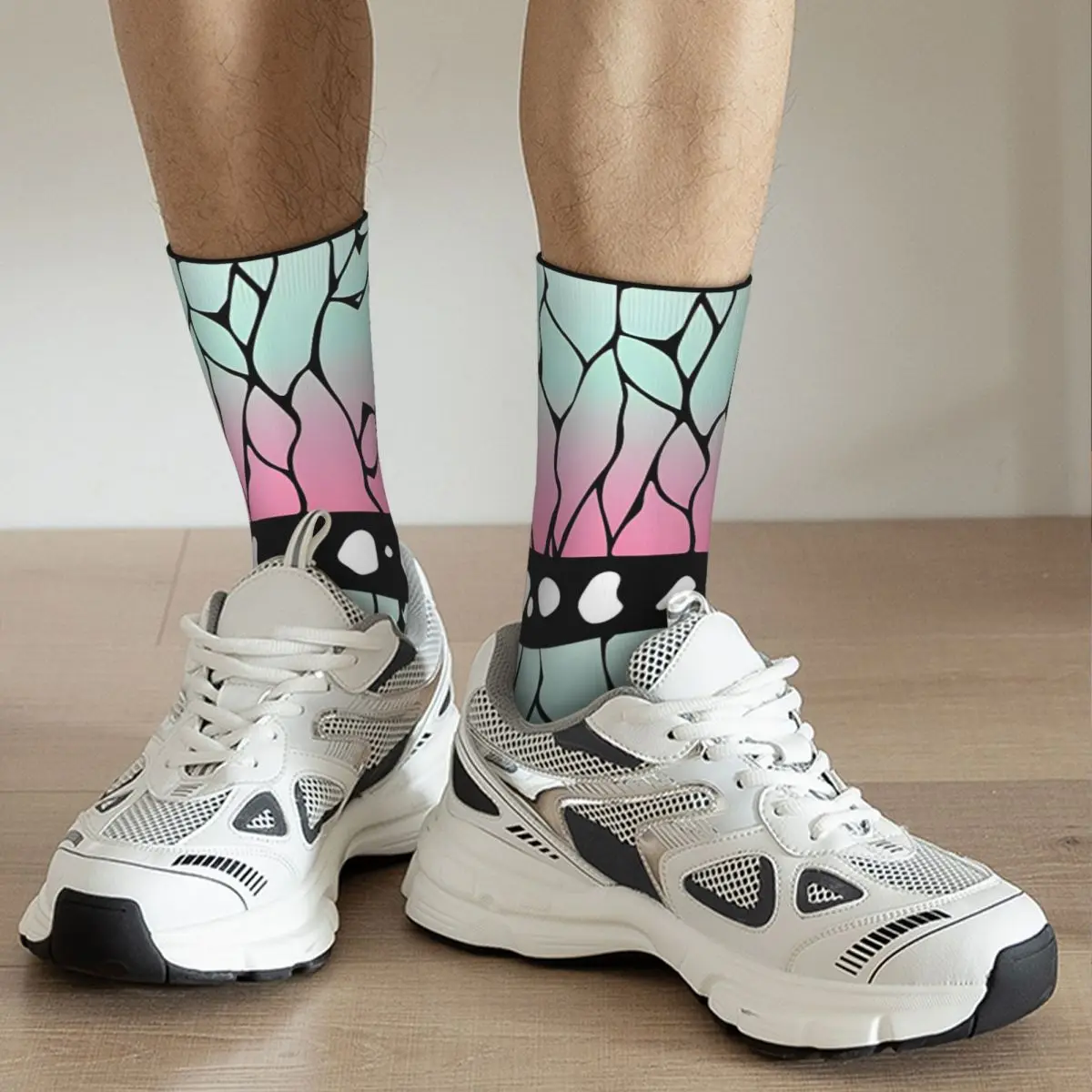 Носки Demon Kocho Shinobu мужские с бабочками повседневные высокого качества принтом