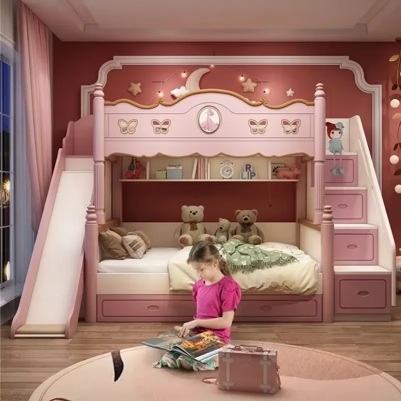 Фото Двухъярусная кровать из МДФ для детей Millay Princess: современная, удобная, прочная, экологичная, для отелей и школьных спален №5
