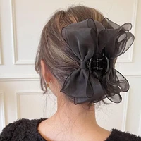 sweet organza big bow hair claw clips for women white black bowknot elegant hair clamp hairpin headdress hair accessories