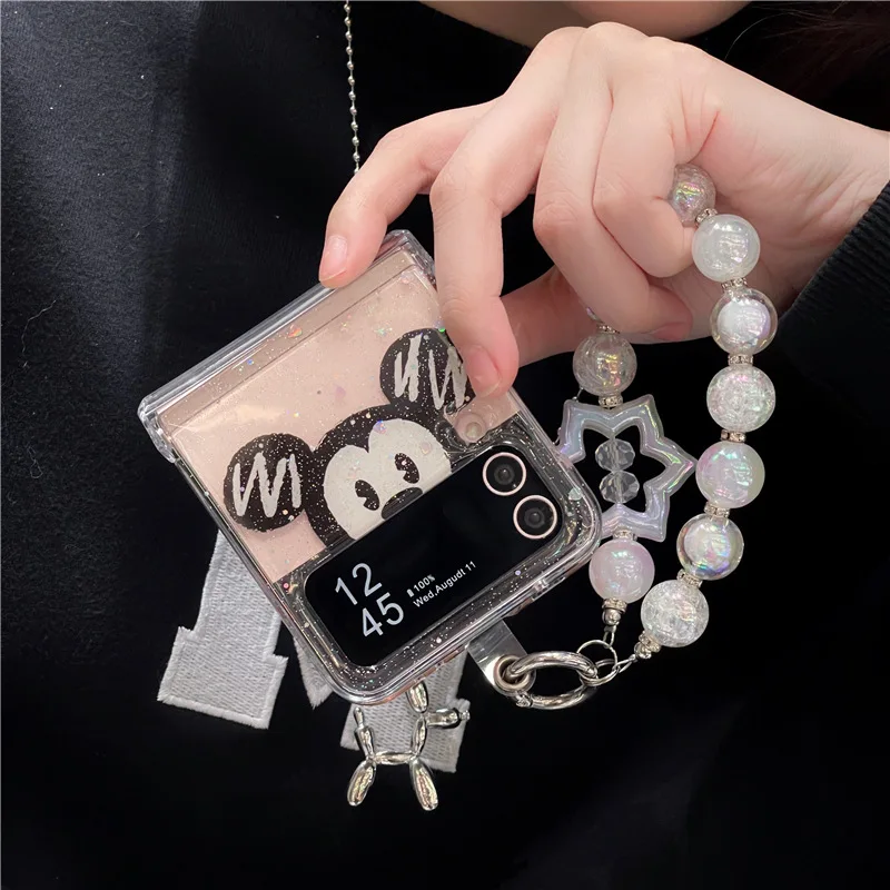 

Cartoon Mouse Transparent Phone Case for Samsung Galaxy Z Flip 5 4 3 Protective Back Cover for ZFlip3 ZFlip4 ZFlip5 Case Shell