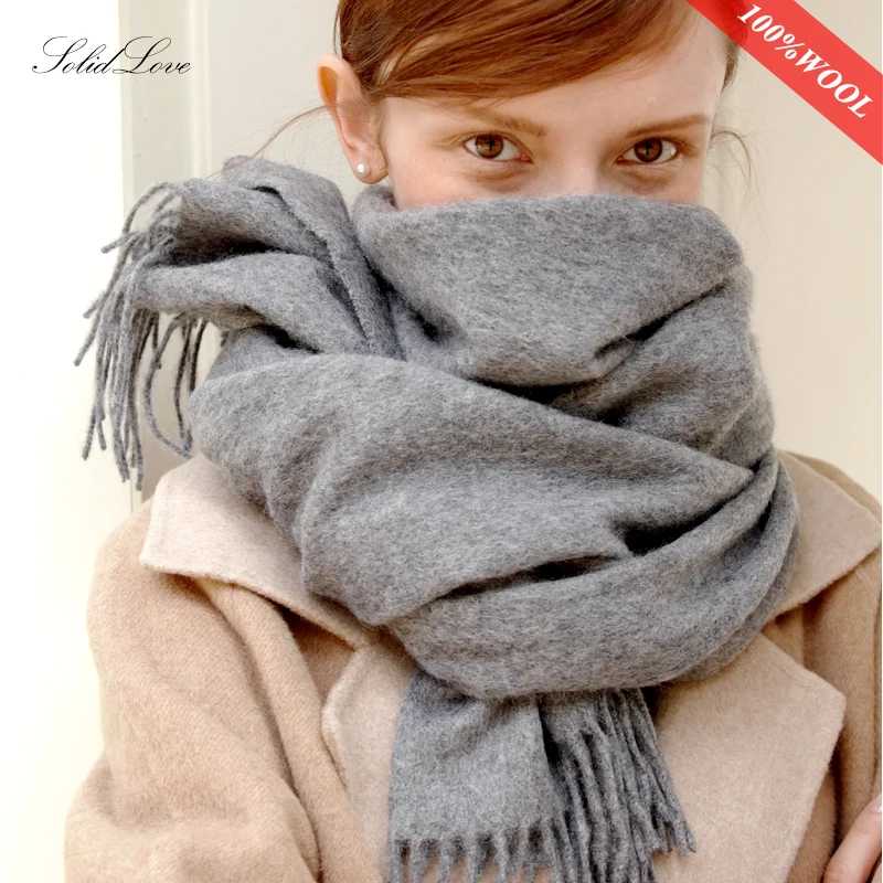 Solidlove-bufanda de lana de Invierno para mujer, bufandas para adultos, bufanda de lana 100%, Poncho de Cachemira a la moda