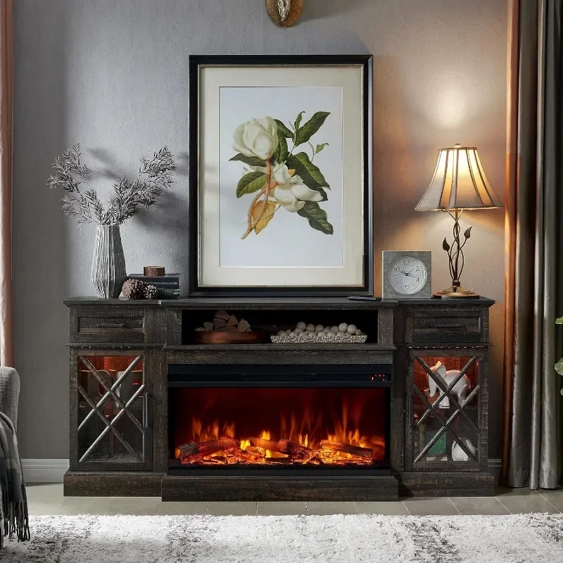 Подставка для телевизора в фермерском доме с камином 70-дюймовая подставка