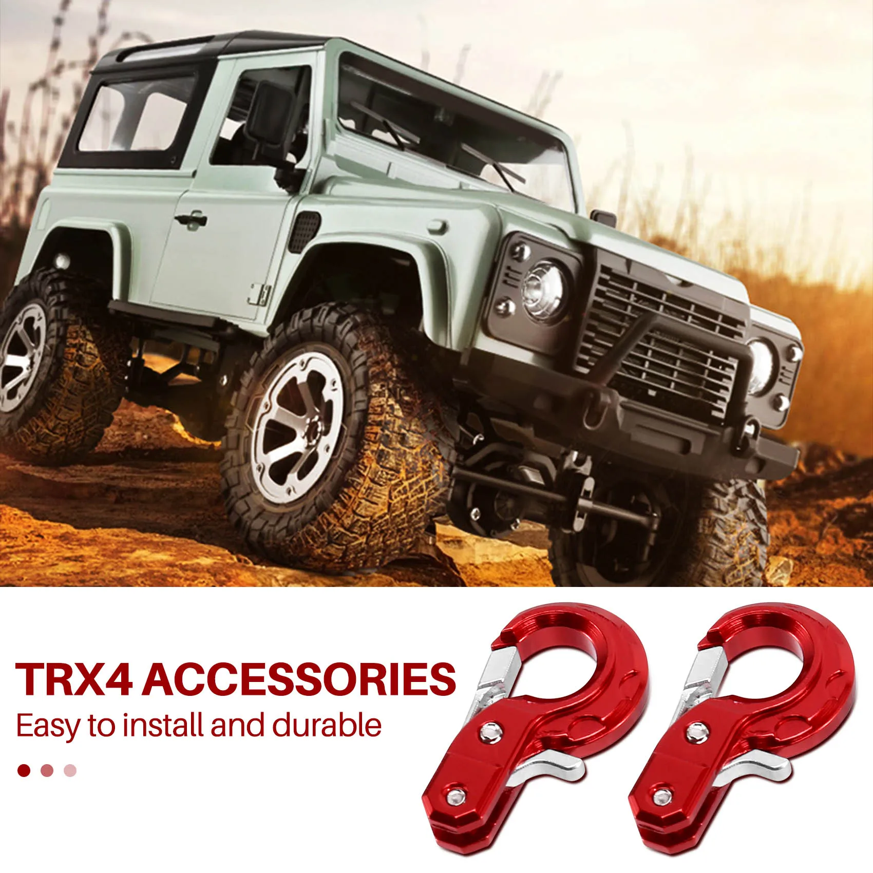 Фонарь с крюком прицепа для 1/10 Axial SCX10 90046 TAMIYA CC01 RC4WD D90 D110 TF2 Traxxas TRX4 красный